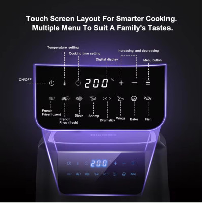 Аерогриль фритюрниця BioloMix BAF500D Air Fryer 5L для смаження без масла (Чорний)