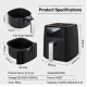 Аерогриль фритюрниця BioloMix BAF500D Air Fryer 5L для смаження без масла (Чорний)