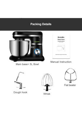 Планетарний міксер BioloMix BM785 5L Stand Mixer (Чорний)