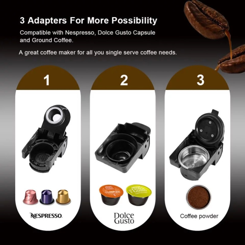Кавоварка 3-in-1 BioloMix BK-513 Espresso Coffee Machine (Сірий)