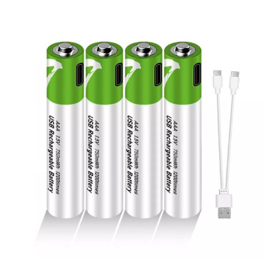 Комплект 4 шт. акумуляторні батареї Smartoools AAA 500 mah + зарядка Type-C (Зелений)