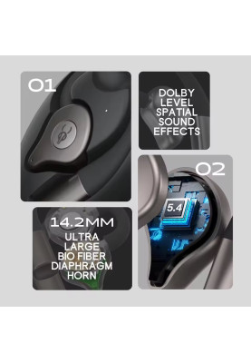 Спортивні Bluetooth навушники Sabbat Q12 Ink Black відкритого типу (Чорний)
