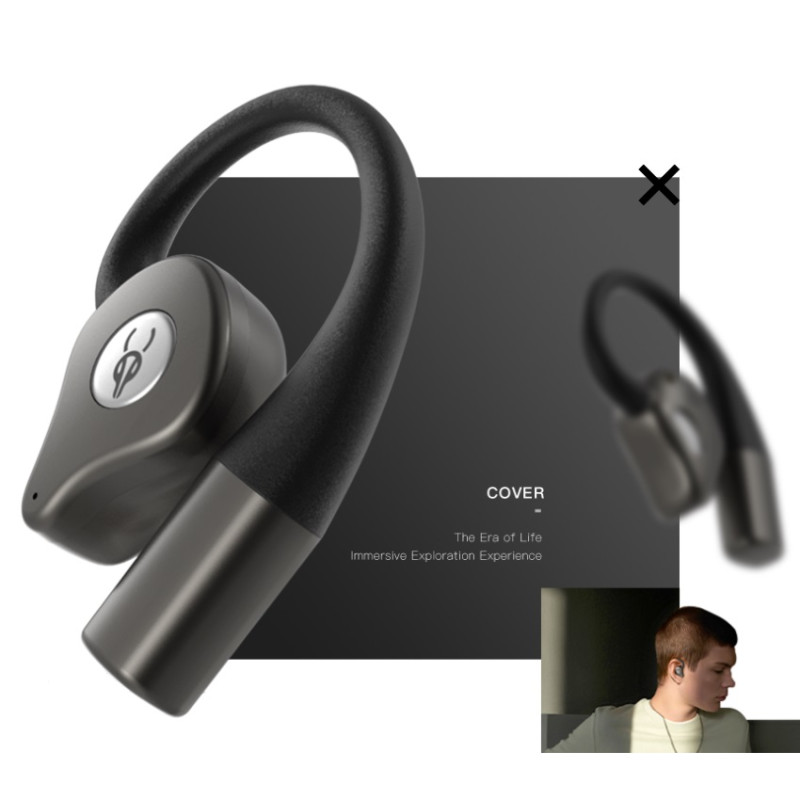 Спортивні Bluetooth навушники Sabbat Q12 Ink Black відкритого типу (Чорний)