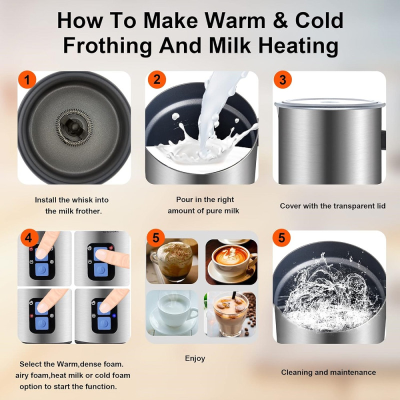 Пінозбивальник (капучинатор) Biolomix Milk Frother EMF600 (Сріблястий)