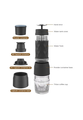 Портативна кавоварка Biolomix Espresso Machine HS-8439 для капсул і меленої кави (Чорний)
