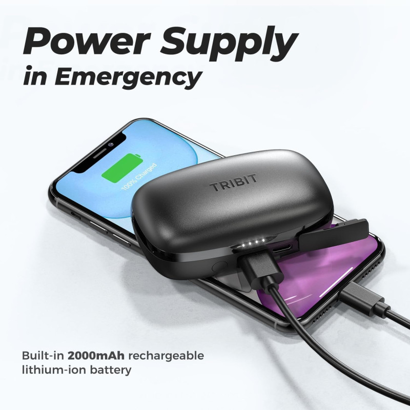 Бездротові навушники Tribit FlyBuds 3 TWS із зарядним кейсом на 2600 mAh (Чорний)