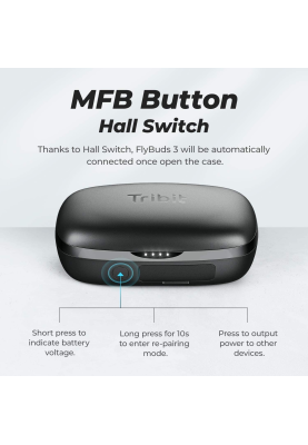 Бездротові навушники Tribit FlyBuds 3 TWS із зарядним кейсом на 2600 mAh (Чорний)