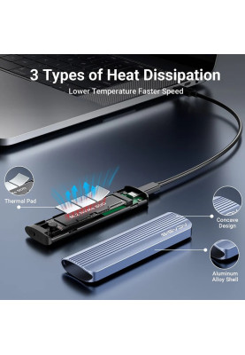 Зовнішня кишеня Acasis EC-6602 m.2 NVME SSD з підключенням USB Type-C (Сірий)