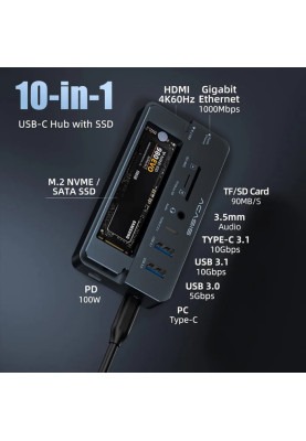Док-станція Acasis CM073 з кишенею для SSD m.2 накопичувача (Чорний)