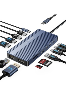 Док-станція 14-in-1 Acasis DS-0202 з HDMI 4K@60Hz, Ethernet та зарядкою 100Вт (Сірий)