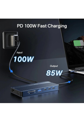 Док-станція 14-in-1 Acasis DS-0202 з HDMI 4K@60Hz, Ethernet та зарядкою 100Вт (Сірий)