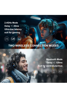 Бездротові навушники Kotion Each Q6 2.4G зі знімним мікрофоном (Чорно-синій)