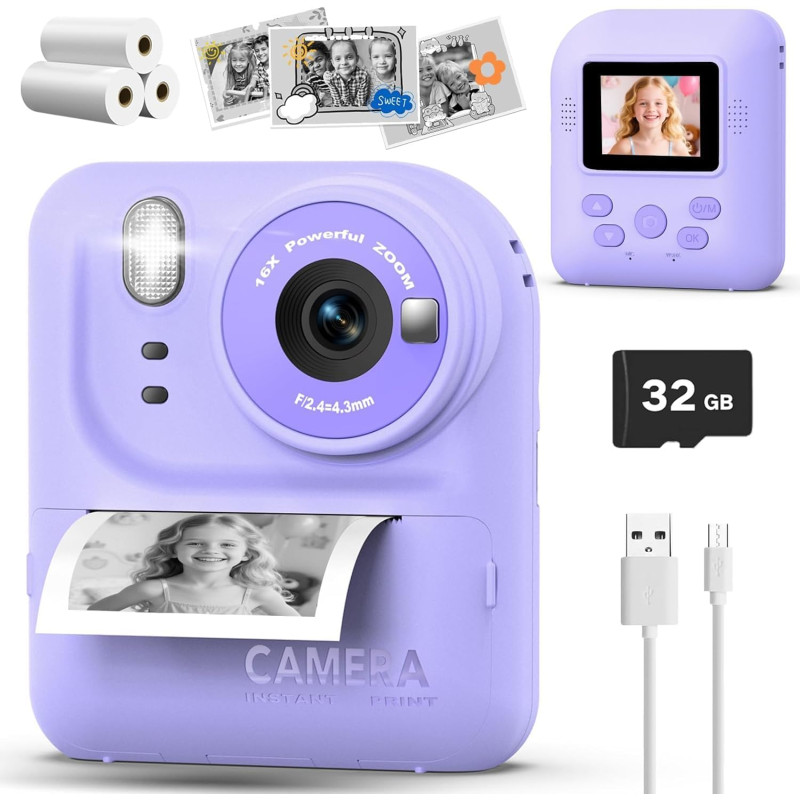 Дитяча камера миттєвого друку Instant Print Camera P89 (Фіолетовий)