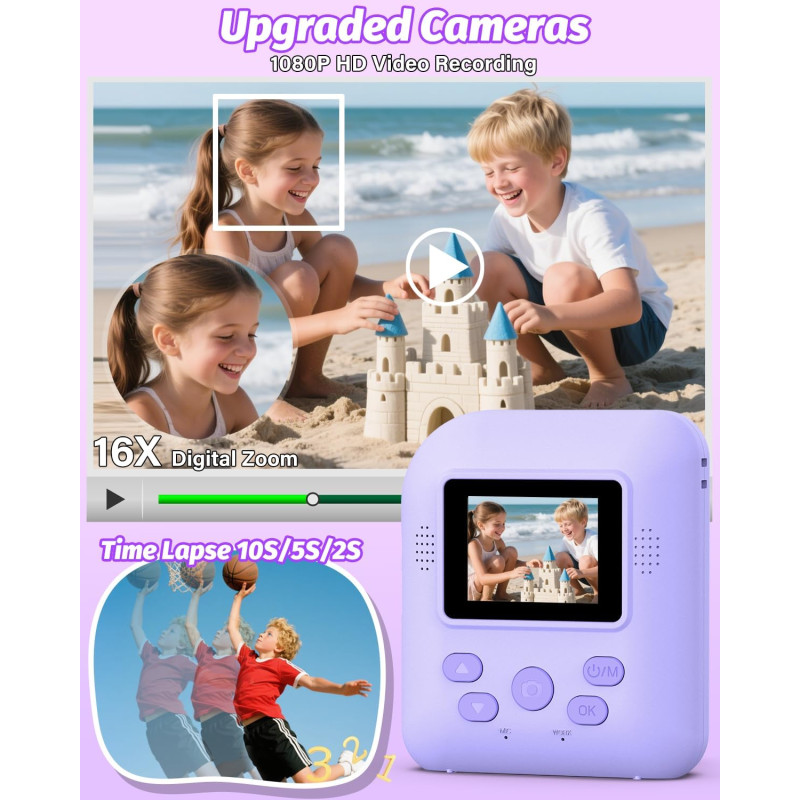 Дитяча камера миттєвого друку Instant Print Camera P89 (Фіолетовий)