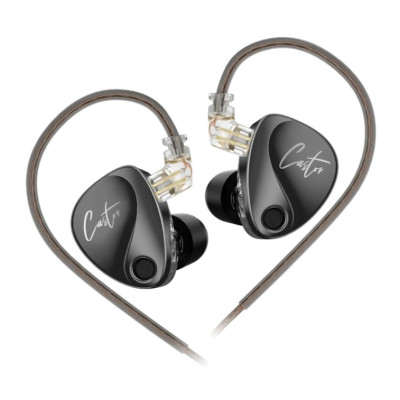 Вакуумні навушники KZ Castor Bass Hi-Fi дротові IEM з подвійним динамічним драйвером (Чорний)