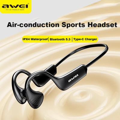 Спортивні Bluetooth навушники Awei A896BL з повітряною провідністю (Чорний)