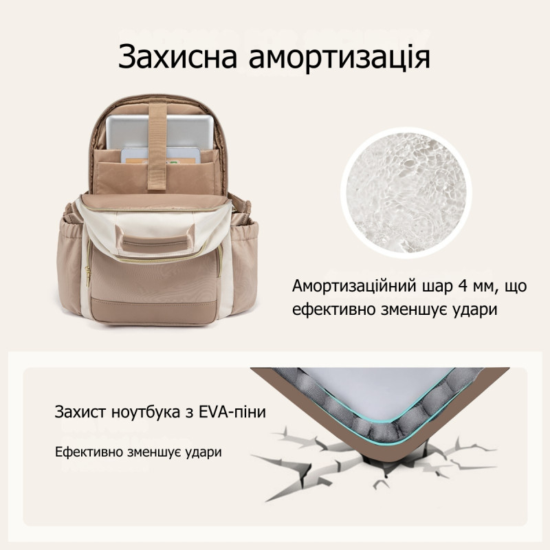 Жіночий рюкзак для ноутбука 15.6” Lovevook з EVA та захистом від вологи (Бежевий)
