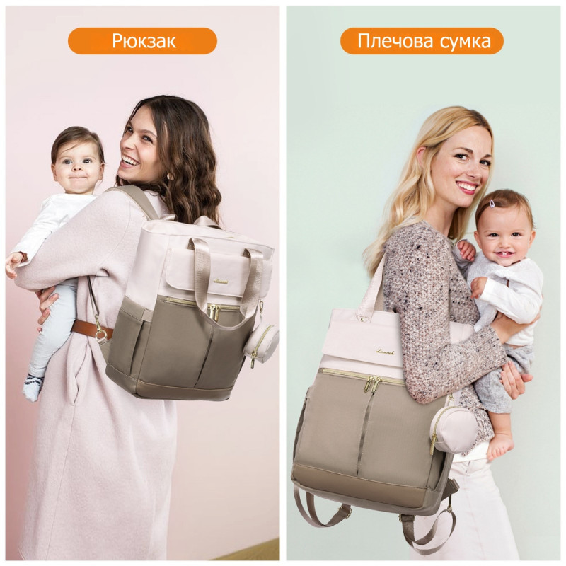 Рюкзак-сумка для мам Lovevook з відділом для ноутбука 15.6" та пеленальним килимком (Хакі)