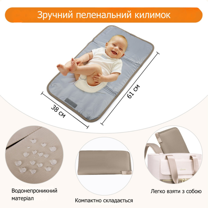Рюкзак-сумка для мам Lovevook з відділом для ноутбука 15.6" та пеленальним килимком (Хакі)