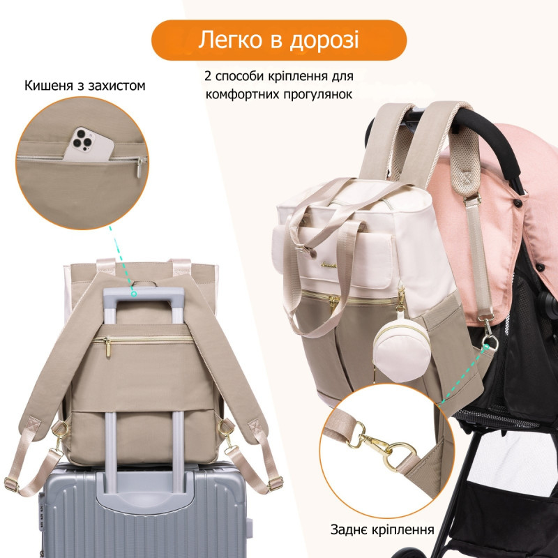 Рюкзак-сумка для мам Lovevook з відділом для ноутбука 15.6" та пеленальним килимком (Хакі)