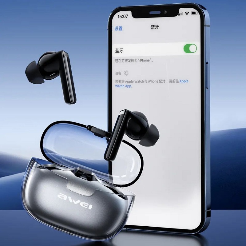 Бездротові Bluetooth навушники Awei T52 з сенсорним керуванням (Чорний)
