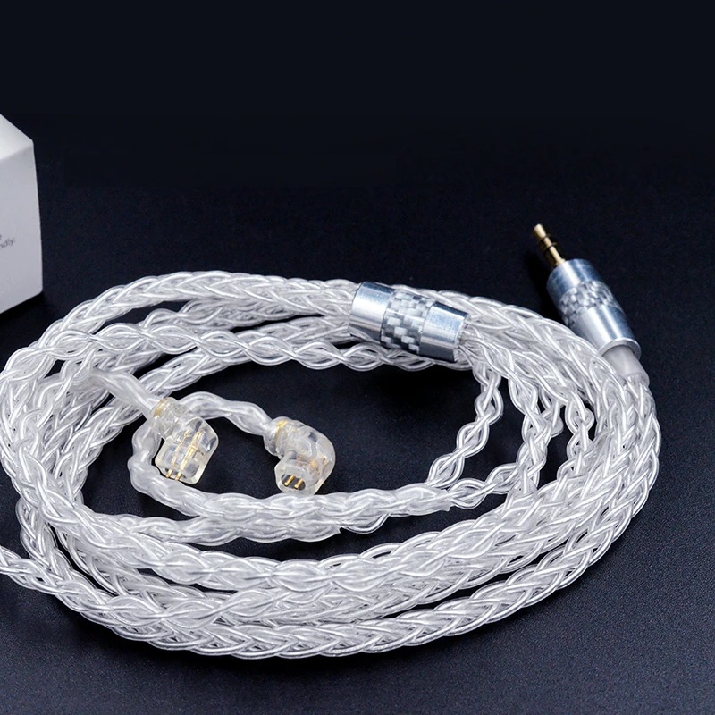8-жильний посріблений кабель для навушників із безкисневої міді KZ 90-3 (C PIN) (Білий)