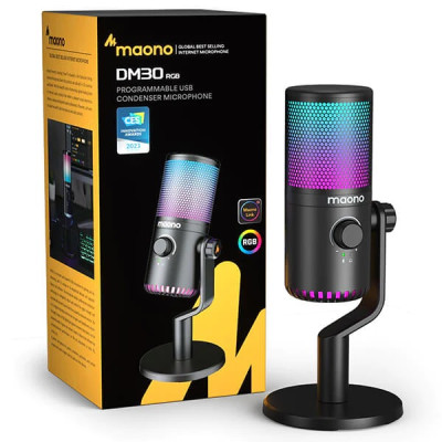 Ігровий USB мікрофон Maono DM30 RGB з підсвічуванням (Чорний)