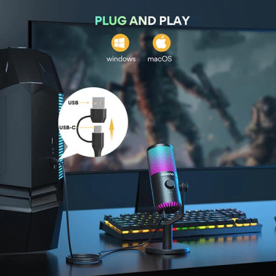 Ігровий USB мікрофон Maono DM30 RGB з підсвічуванням (Чорний)