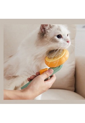Розчіска для шерсті котів і собак з кнопкою Vailge PGB-A (Помаранчево-зелений)