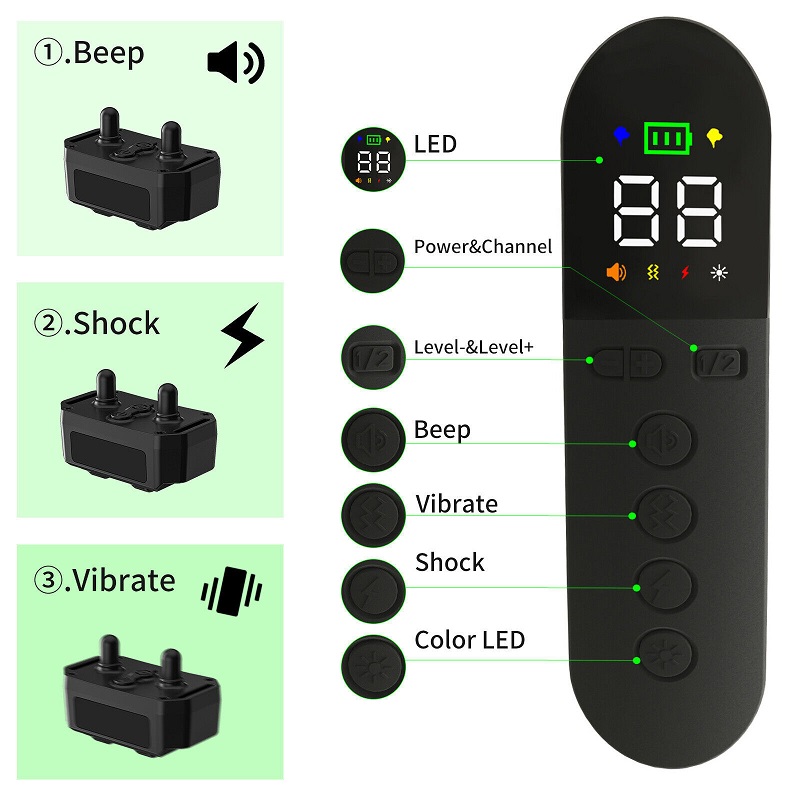 Електронний пристрій на нашийник для дресирування собак D010 з пультом ДК (Чорний)
