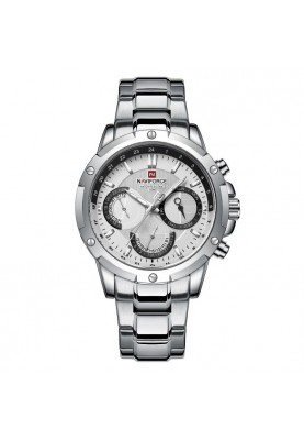 Чоловічий наручний годинник Naviforce 9196S (Сріблястий)