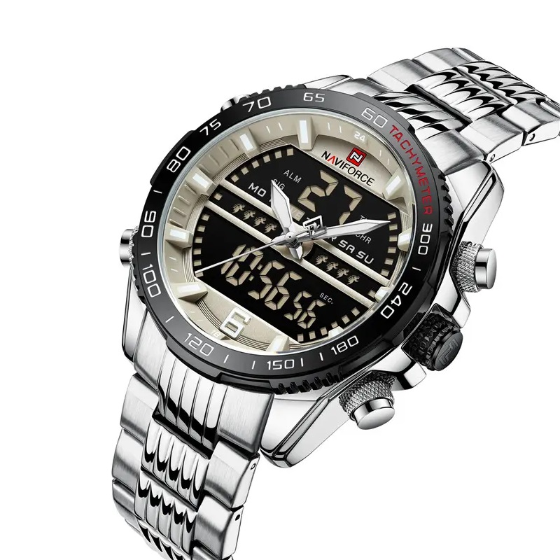 Чоловічий наручний годинник Naviforce 9195S (Сріблястий)