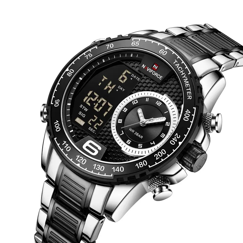 Чоловічий наручний годинник Naviforce 9199S (Сріблястий)