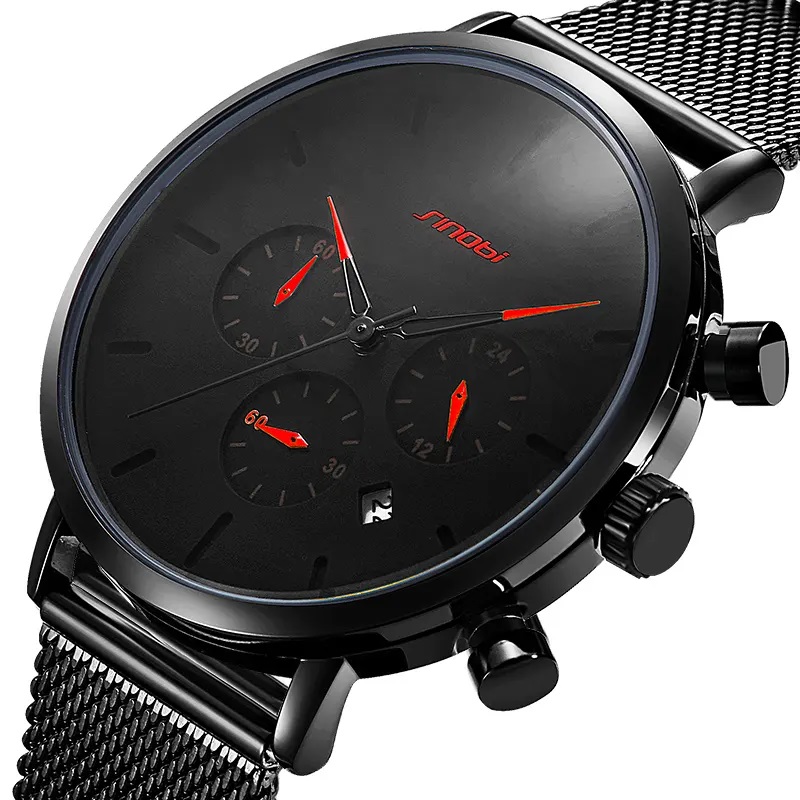 Чоловічий наручний годинник Sinobi S9807G (11S9807G02) (Чорний)