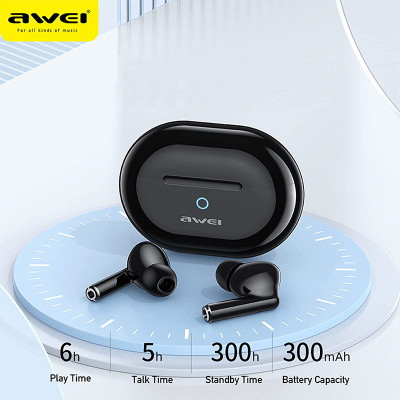 Бездротові Bluetooth навушники Awei T61 із зарядним боксом (Чорний)