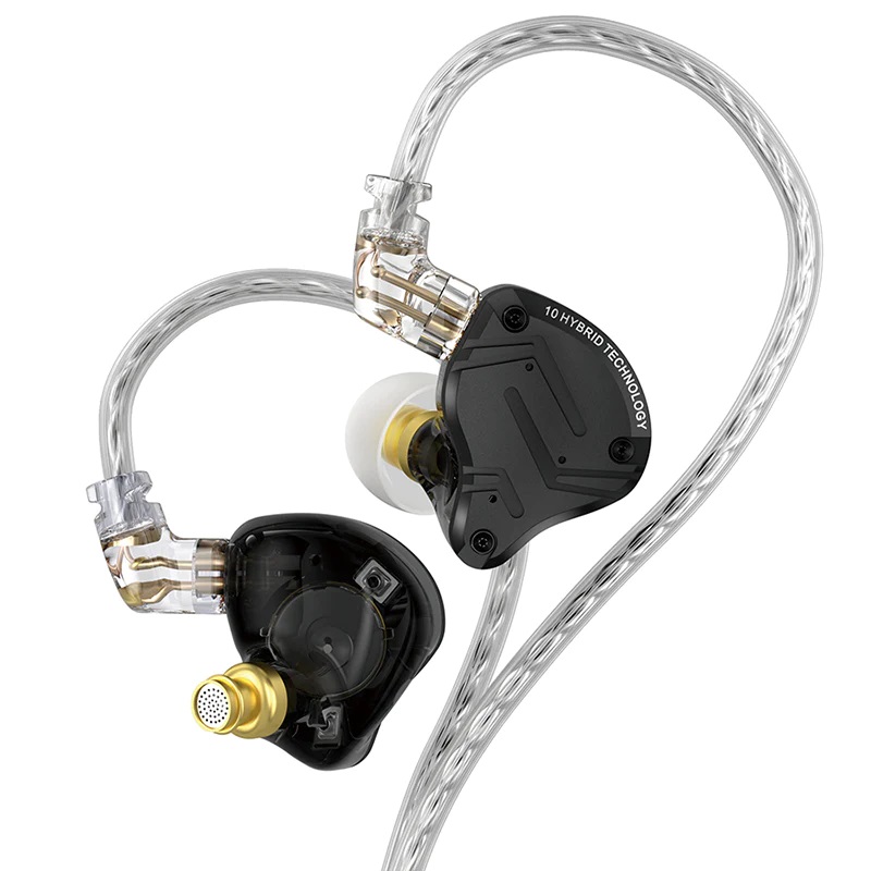 Гібридні навушники KZ ZS10 Pro X з мікрофоном (Чорний)