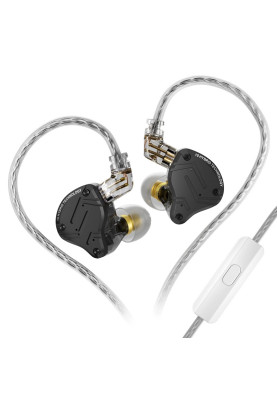 Гібридні навушники KZ ZS10 Pro X з мікрофоном (Чорний)