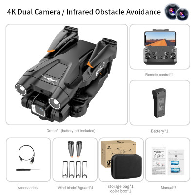 Квадрокоптер складаний KFPLAN KF610 з Wifi FPV 2.4G камерою та підсвічуванням (Чорний)
