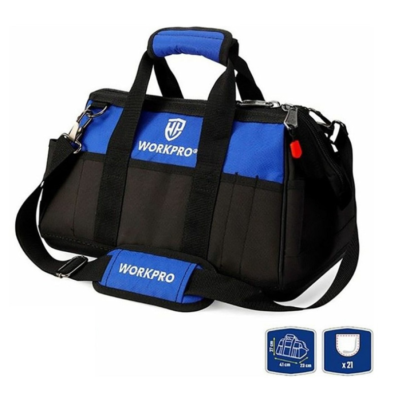 Сумка для інструменту Workpro WP281007 із пластиковою водонепроникною основою (Чорний)