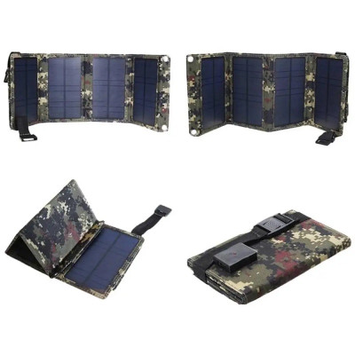 Портативна сонячна панель Solar panel CO1534GJ 20w 5V 1.5A + USB (Камуфляжний)