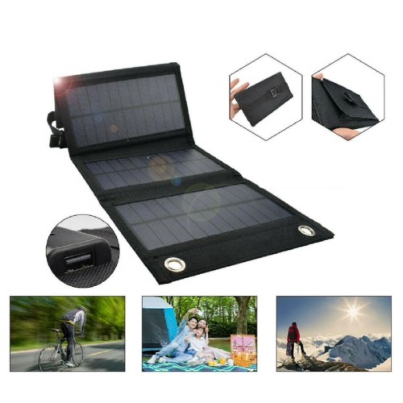 Портативна вологостійка сонячна панель Solar panel 15W 1xUSB С01549 (Чорний)