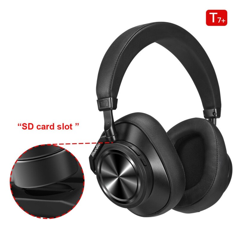Бездротові Bluetooth навушники Bluedio T7 Plus з підтримкою micro SD карти (Чорний)