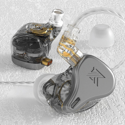 Вакуумні навушники KZ DQ6S Hi-Fi з трьома драйверами та мікрофоном (Сірий)