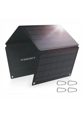 Портативна сонячна панель Solar panel SWAREY BS-030 IP67 30W на 2xUSB виходу (Чорний)