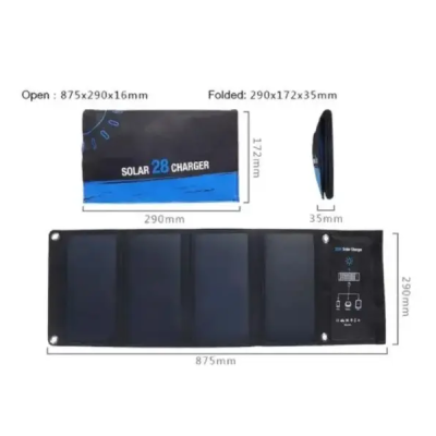 Сонячна панель Solar panel 28W B428 для заряджання гаджетів (Чорний)