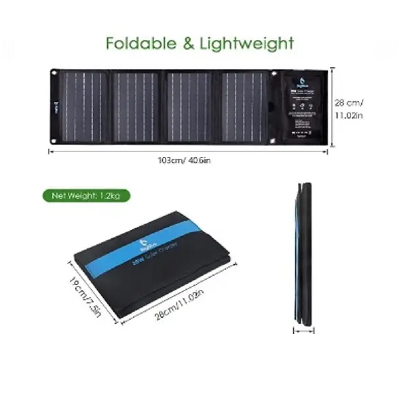 Зарядний пристрій із сонячною панеллю Solar panel B401 28W + 2xUSB (Чорний)