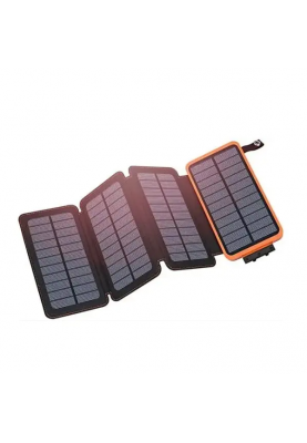 Портативна батарея Power Bank 25000mAh + Solare S025 із сонячним зарядним пристроєм (Чорно-помаранчевий)