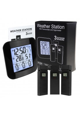 Метеостанція KKMoon weather station WEA-46 з трьома датчиками (Чорний)