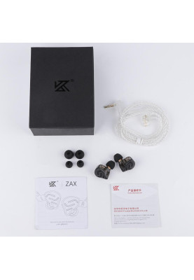 Гібридні навушники KZ ZAX з 16-ю драйверами (Чорний)