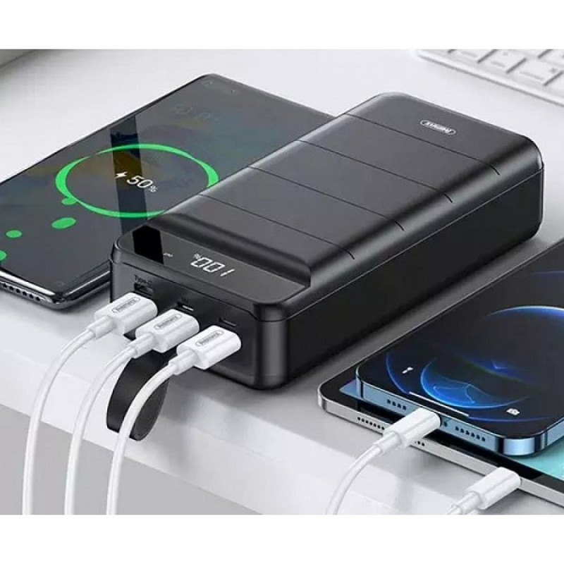 Зовнішній акумулятор з ліхтариком 50000 mAh 3x USB Remax RPP-185 (Чорний)